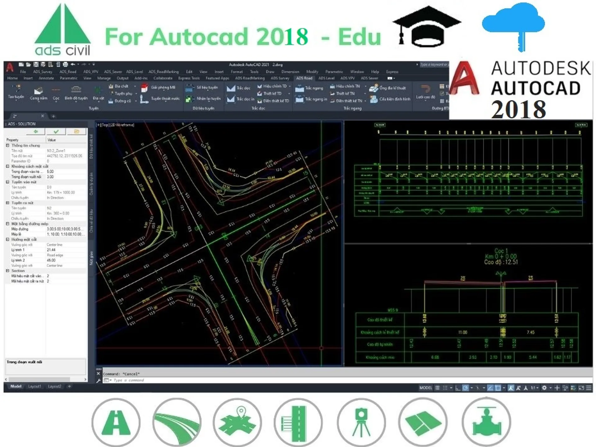 ADSCivil For Autocad 2018 - Education