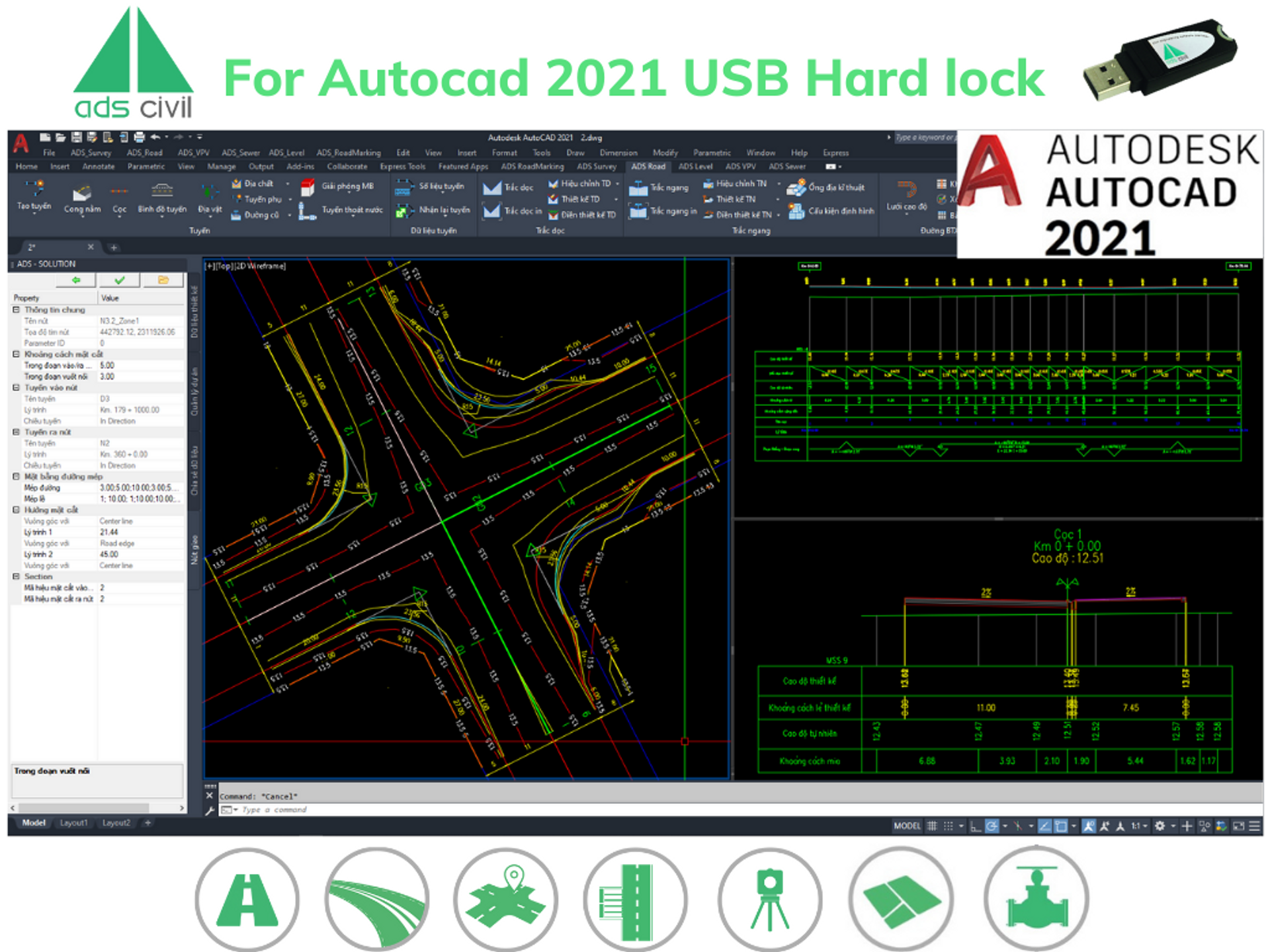 ADSCIVIL For Autocad 2021 - Phiên bản USB KEY