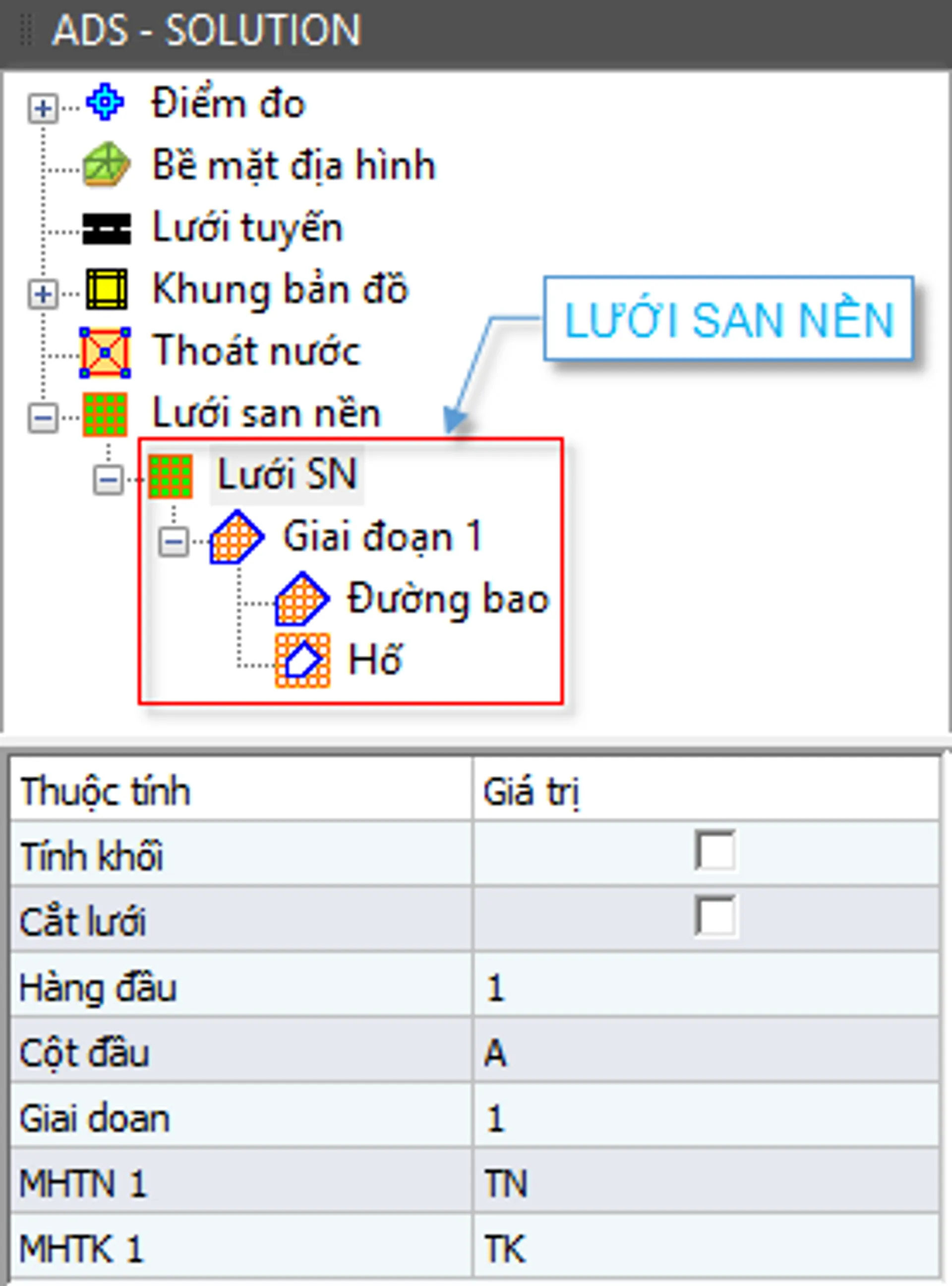 Xóa lưới san nền