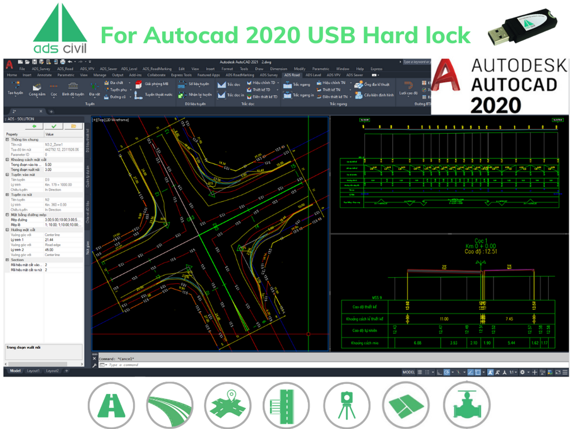 ADSCIVIL For Autocad 2020 - Phiên bản USB KEY