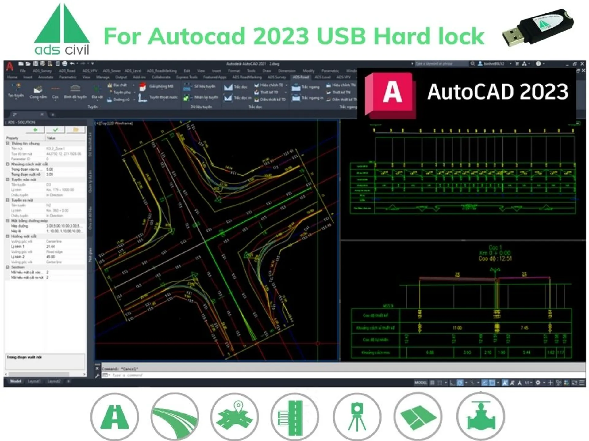 ADSCIVIL For Autocad 2023 - Phiên bản USB KEY