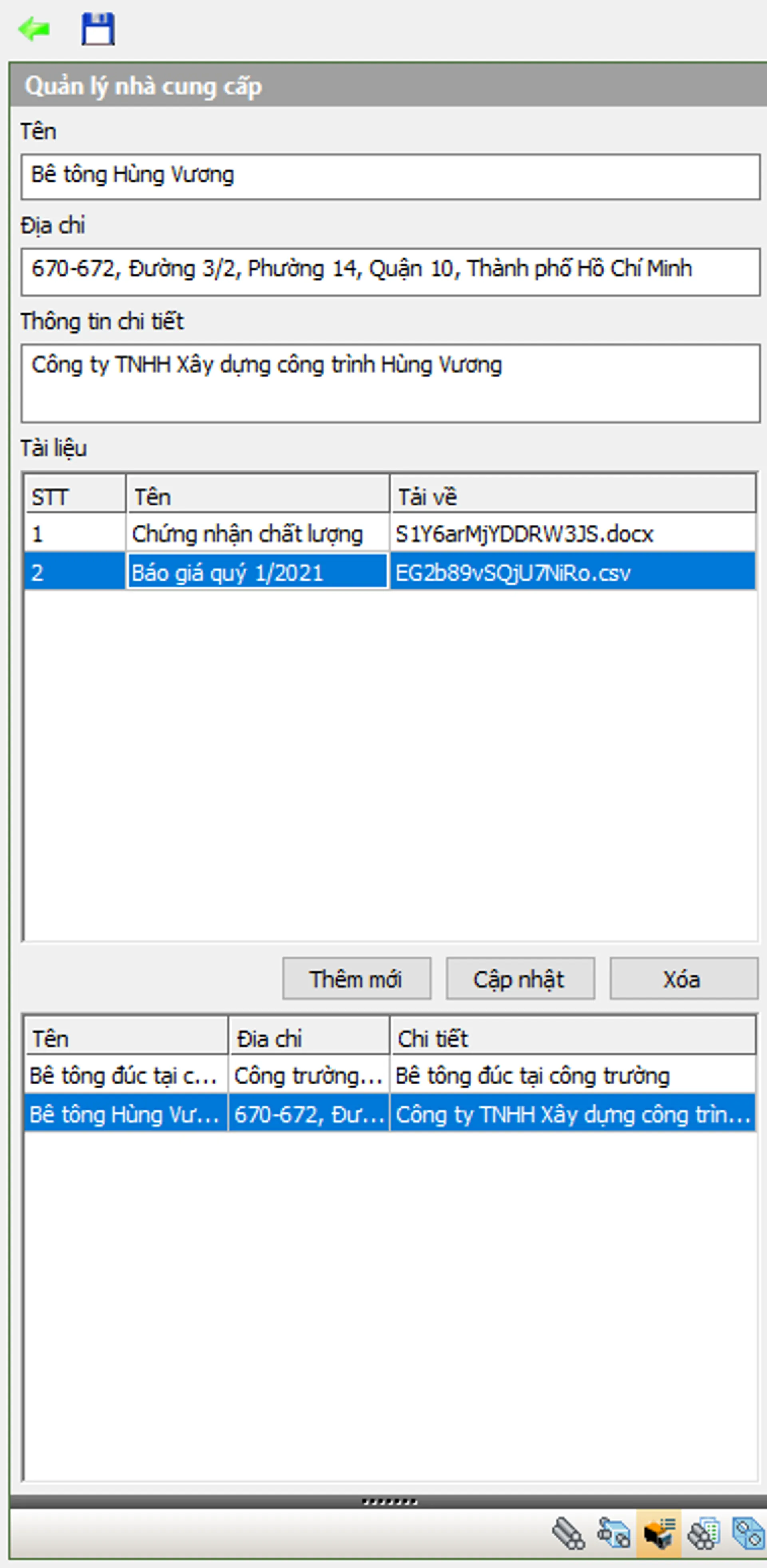 Thêm mới nhà cung cấp cấu kiện