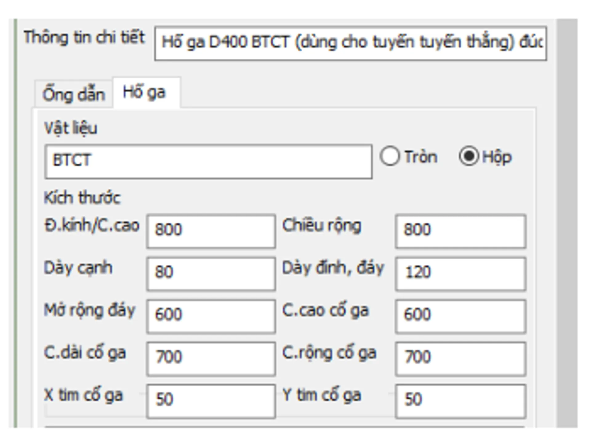 Thêm mới cấu kiện hố ga